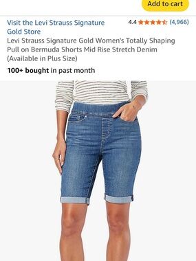 Levi's Women's Blue Stretch Pull-On Bermuda Shorts